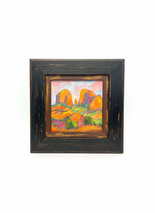 Afternoon Glow — Sedona AZ — Original Palette-Knife Oil, 6″×6″ (Russell Johnson)