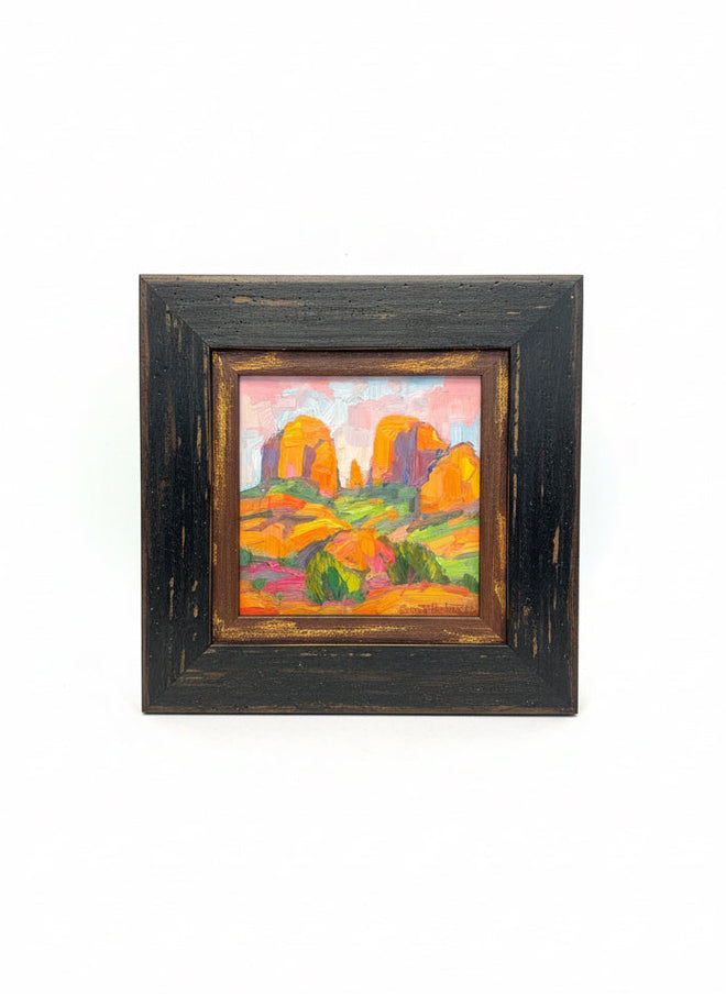 Afternoon Glow — Sedona AZ — Original Palette-Knife Oil, 6″×6″ (Russell Johnson)