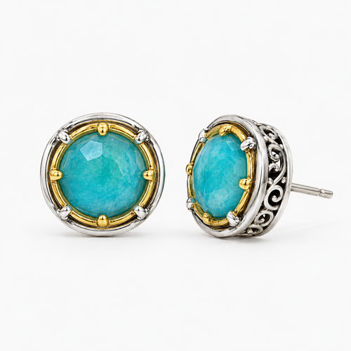 Simple Chrysocolla Stud Earrings at raku gallery jerome