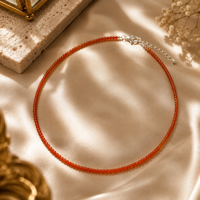 Sparkly orange petite necklace perfect for layering 
