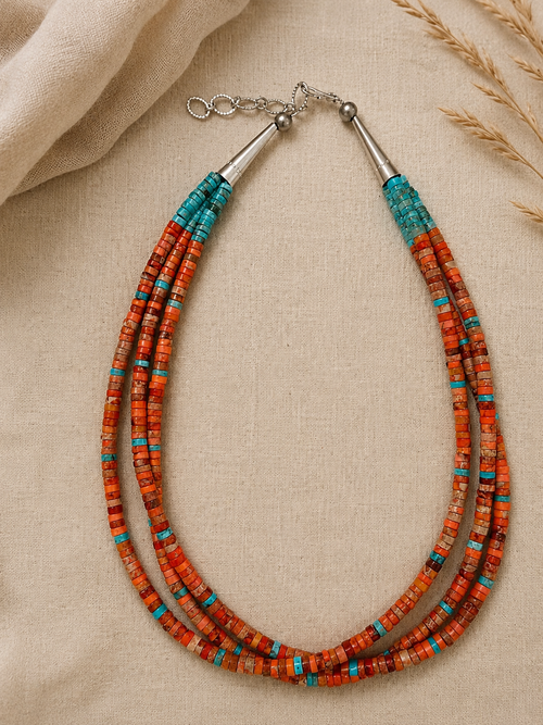 Spiny Oyster and Turquoise Necklace from Santo Domingo Tribe 