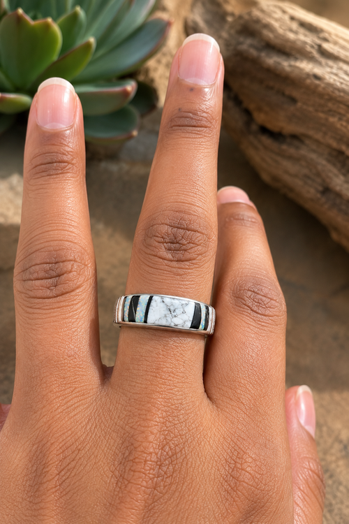 Stone Inlaid Buffalo Turquoise Ring 