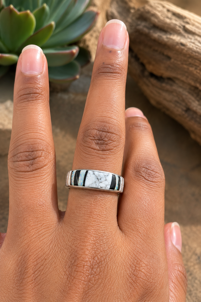 Stone Inlaid Buffalo Turquoise Ring 