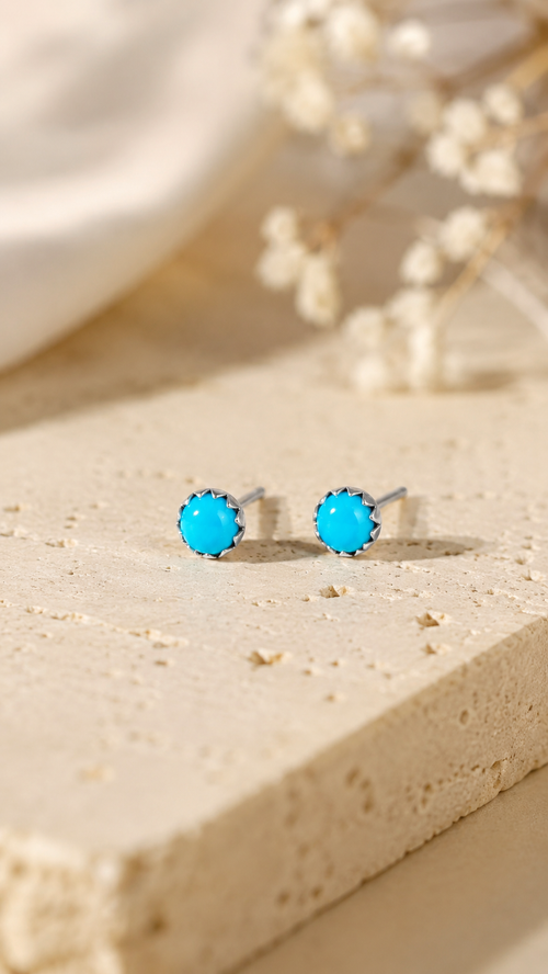 Tiny 2 mm Turquoise Stud Post Earrings