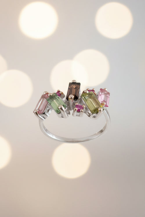 Multi Tourmaline & Pink Sapphire Ring