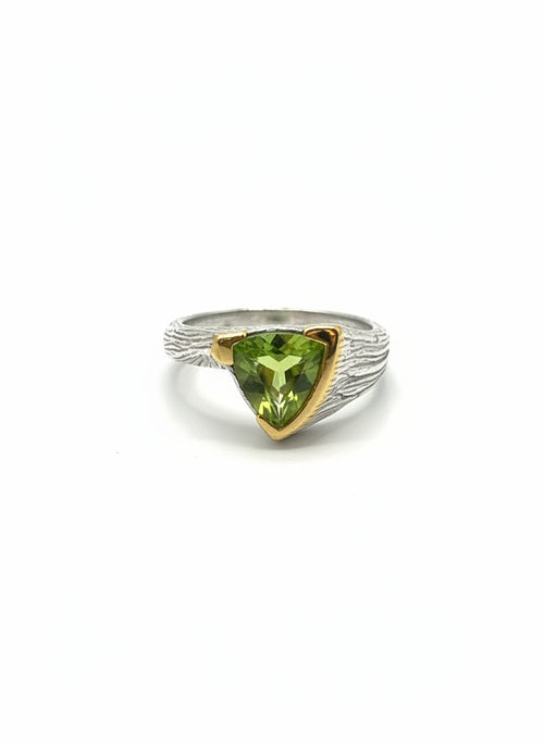 Trilliant Cut Peridot Ring