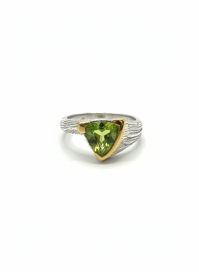 Trilliant Cut Peridot Ring