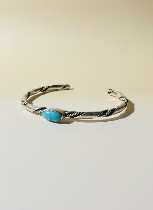 Navajo-Made Kingman Turquoise Cuff Bracelet | Sterling Silver | Adjustable