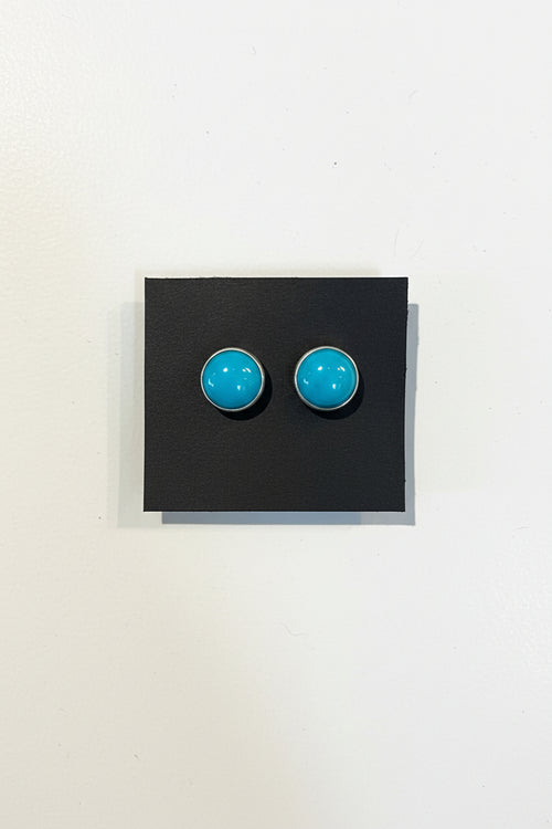 Turquoise Round Stud Post Earrings by Navajo Artist Gilbert Wilson