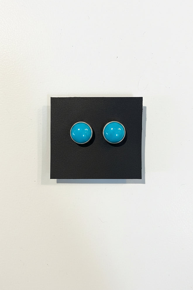 Turquoise Round Stud Post Earrings by Navajo Artist Gilbert Wilson