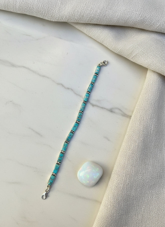 Turquoise & Opal Link Bracelet