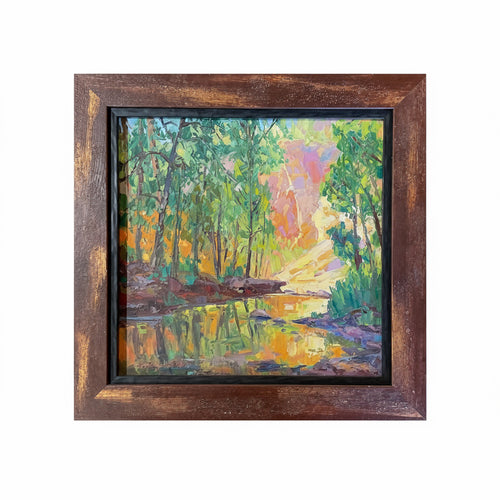 Start of Autumn — West Fork, Sedona — Original Palette-Knife Oil, 12″×16″ (Russell Johnson)