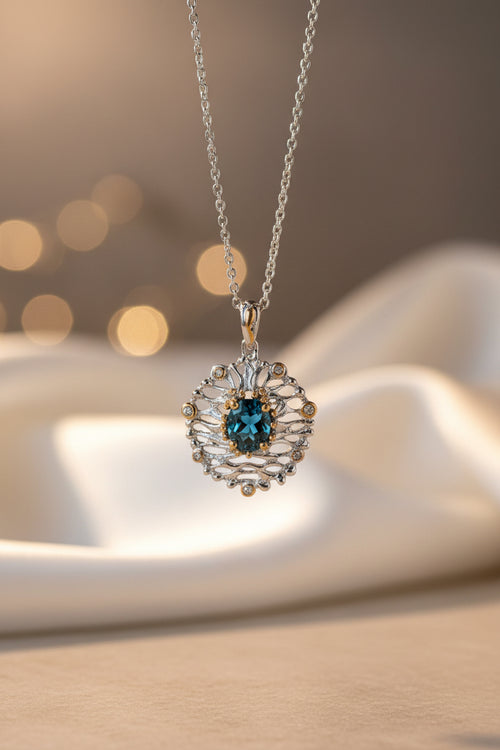 London Blue Topaz & White Topaz Necklace