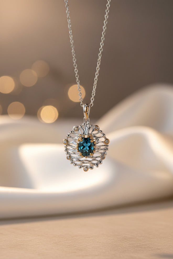 London Blue Topaz & White Topaz Necklace