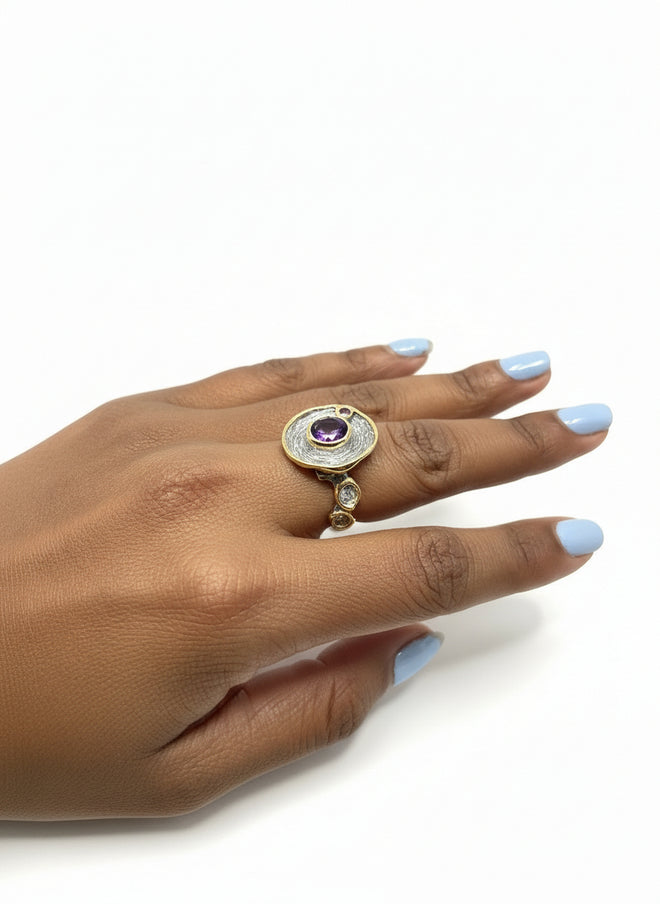 Amethyst & Rhodolite Ring