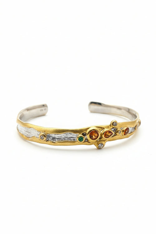 Sapphire, Emerald & White Topaz Cuff Bracelet