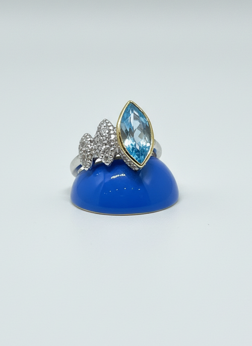 Marquise Cut Blue Topaz Ring
