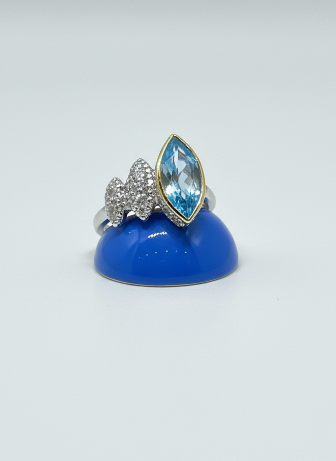 Marquise Cut Blue Topaz Ring