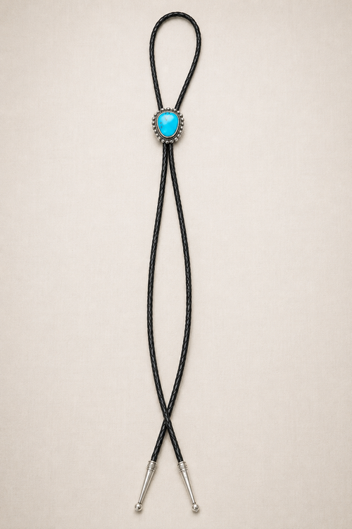 Kingman turquoise sterling silver Western bolo tie by S. Skeet