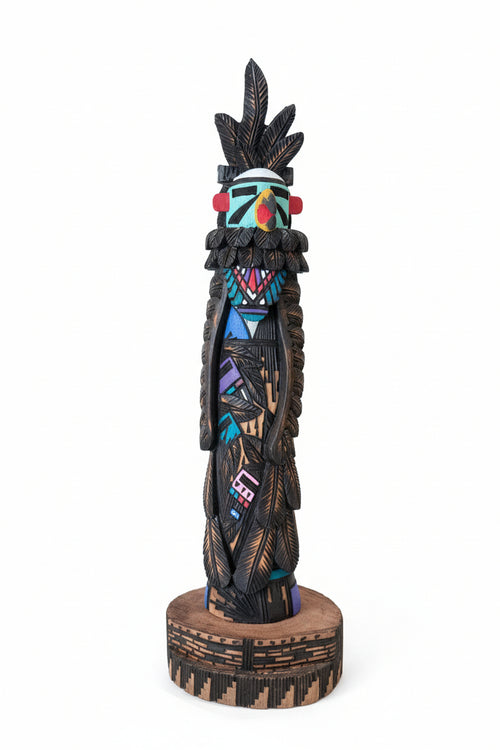 Hand-Carved Raven Kachina Sculpture by Navajo Artist Jerald Guy | One-of-a-Kind Cottonwood Carving
