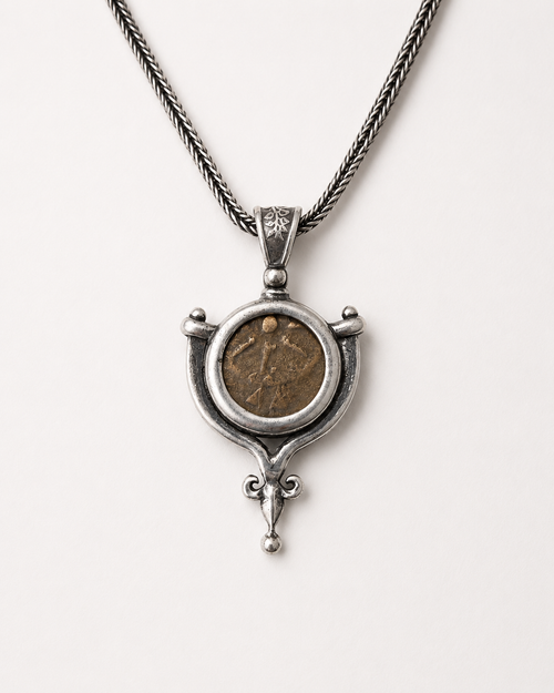 Authentic Widow’s Mite coin necklace in an ornate sterling silver pendant setting