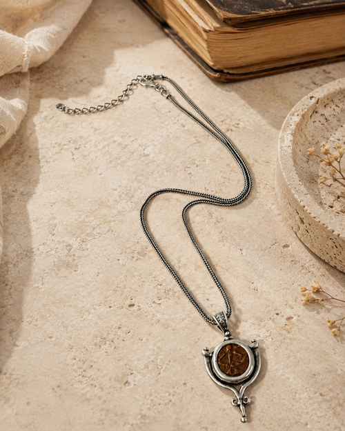 Authentic Widow’s Mite coin necklace in sterling silver with adjustable 16 to 19 inch chain