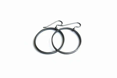 Oxidized Sterling Silver Oval Hoops