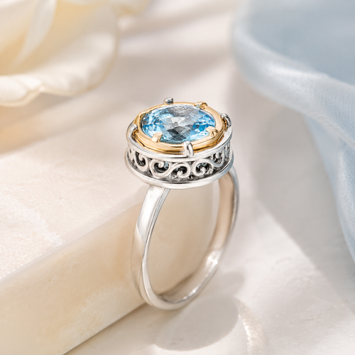 Blue Topaz Ring a gemstone for December hand made in Jerome AZ.  Shops in Jerome AZ Shops in Sedona AZ