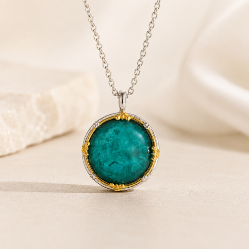 Luxury chrysocolla statement necklace for women handcrafted in sterling silver