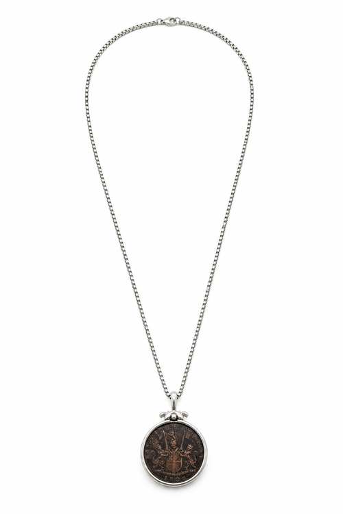 One-of-a-kind historical coin pendant necklace made from an authentic 1808 East India Company coin.