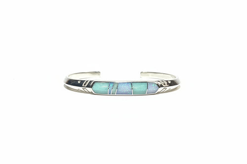 Opal & Amazonite Cuff Bracelet - Navajo Stone inlaid