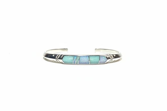Opal & Amazonite Cuff Bracelet - Navajo Stone inlaid