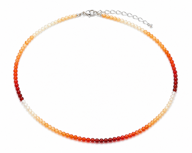 fire opal beaded necklace orange color tones