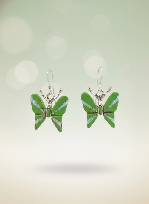 Gaspeite & Opal Butterfly Earrings