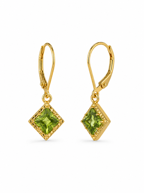 Peridot Drop Earrings – 18k Gold Vermeil