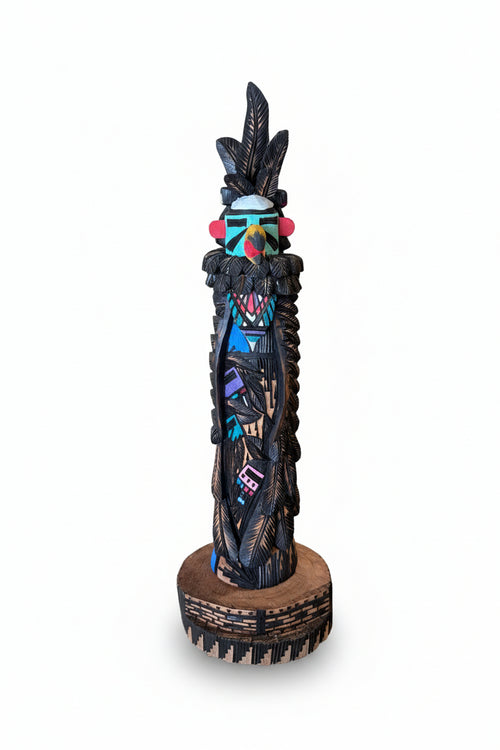 Hand-Carved Raven Kachina Sculpture by Navajo Artist Jerald Guy | One-of-a-Kind Cottonwood Carving