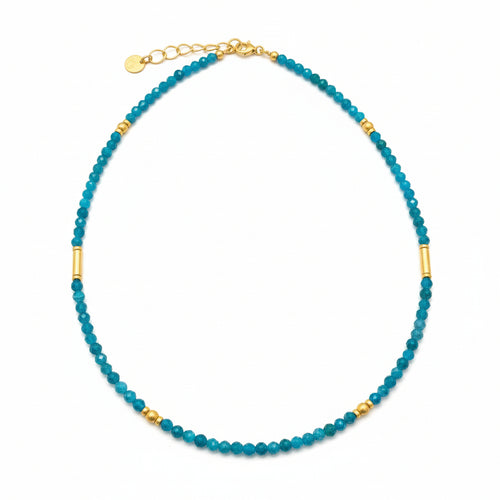 Apatite Beaded Necklace - Accents of Gold