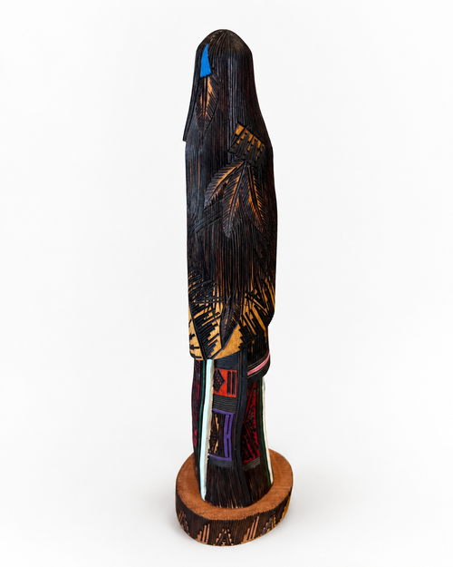 backside of the hand carved kachina doll genuine native american crafts