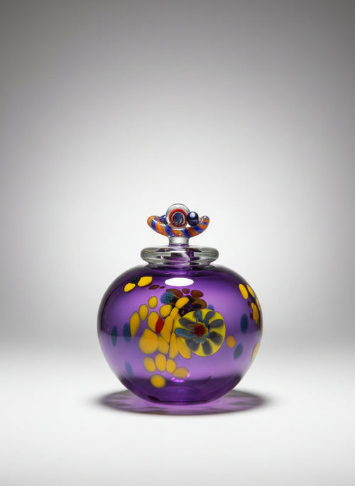 Purple Handblown Glass Lidded Vessel