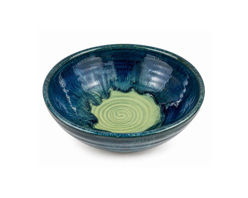 Handmade Arizona ceramic Desert Bowl in Blue Lagoon (Deep Blue & Celadon) glaze, food-safe artisan stoneware bowl handcrafted in Arizona, perfect for soups, salads, pasta, grain bowls, ramen, poke bowls, desserts, and everyday dining.