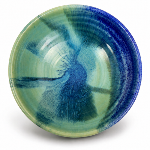 Handmade Arizona ceramic Desert Bowl in Desert Tide (Aqua, Teal & Sapphire Blue) glaze, food-safe artisan stoneware serving bowl handcrafted in Arizona. Perfect for pasta, salads, soups, grain bowls, fruit, and Southwestern kitchen décor.