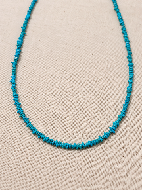 Handmade Arizona Kingman turquoise necklace for layering with natural heishi beads