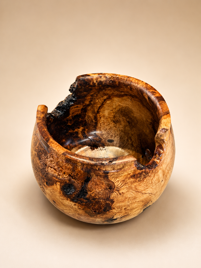 Sculptural oak burl wood bowl handcrafted by Arizona artist

Collector artisan wood bowl handcrafted from natural oak burl

organic modern homes
