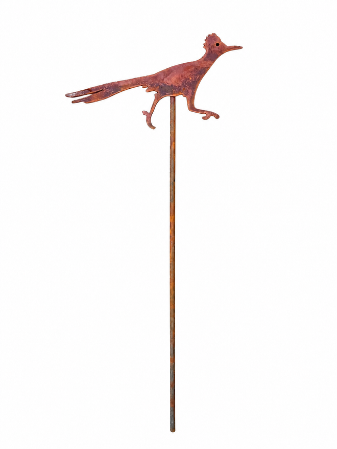 Handmade rustic steel Roadrunner garden stake made in Sedona Arizona