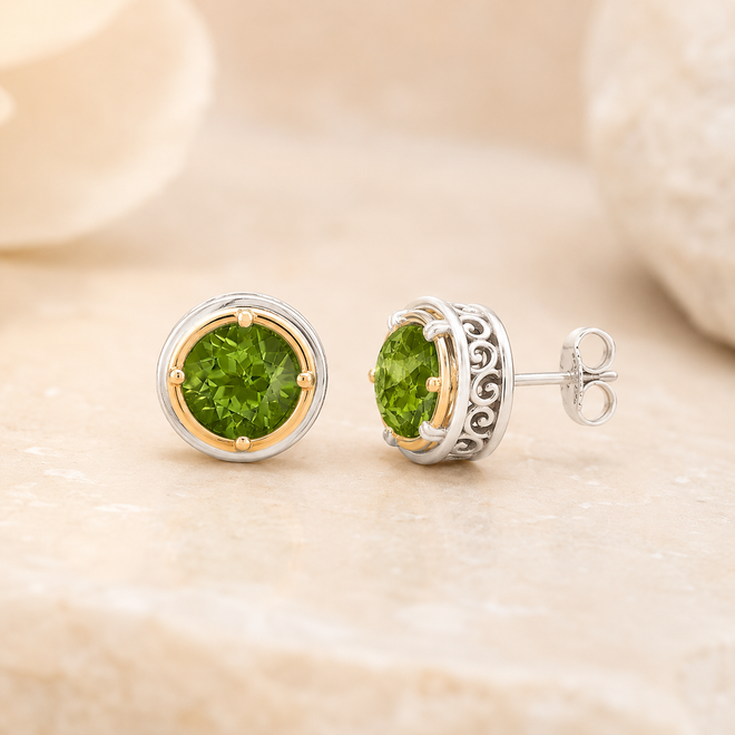 handmade 8mm peridot earrings august birthstone gift 