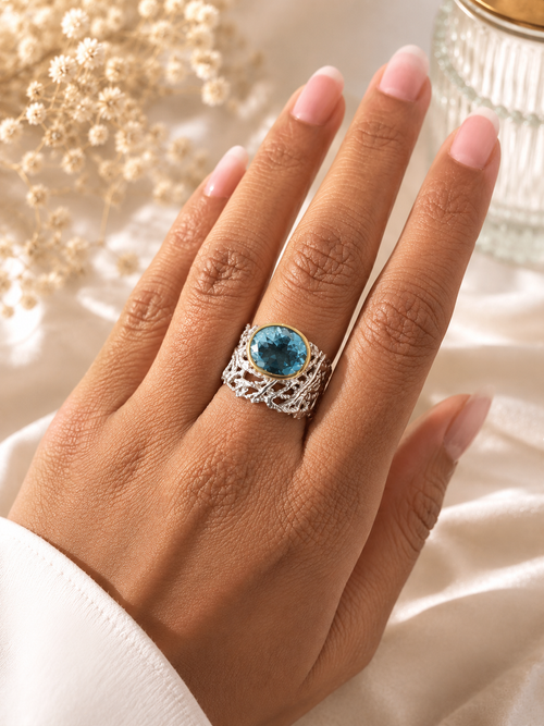 handmade blue topaz ring 