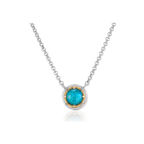 Chrysocolla Pendant Necklace | Sterling Silver & Gold Vermeil