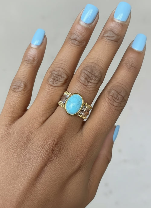 Oval Cut Larimar Ring