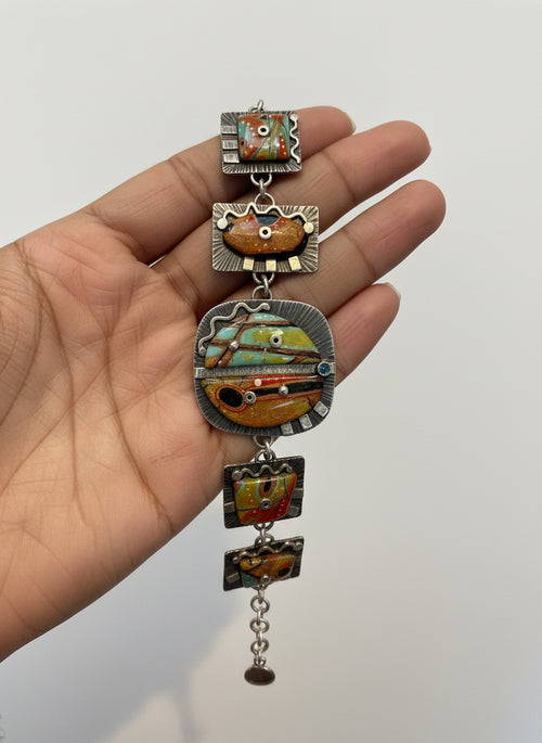 Savage Colorful Bracelet with Blue Topaz & Pyrite One-of-a-Kind