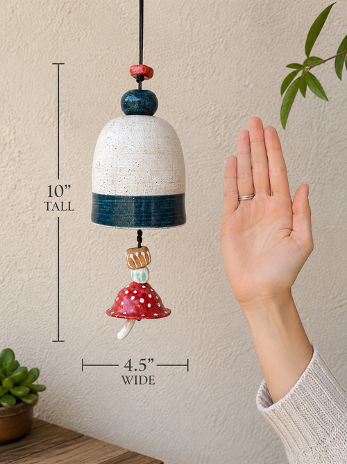 handmade ceramic decorative bell dimensions 